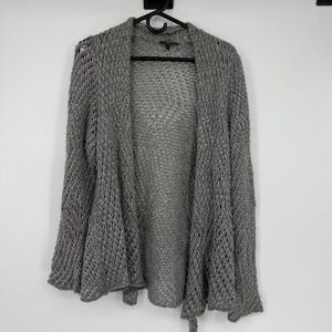 Eileen Fisher Gray Textured Wool Alpaca Blend Open Cardigan Chunky Knit Size 2X